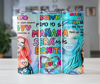 Karol New Album Cover Mañana Será Bonito 20oz Bundle PNG Sublimation Tumbler Wrap, Manana Sera Bonito Tumbler Wrap PNG, Karol G Tumbler Wrap - VartDigitals