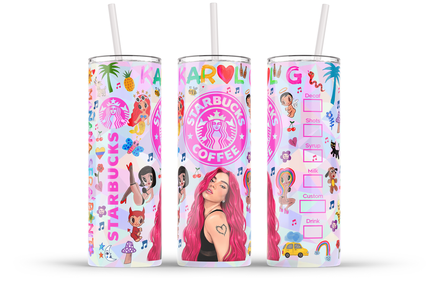 Karol New Mañana Será Bonito 20 oz Sublimation Tumbler Wrap, Manana Sera Bonito Tumbler Wrap PNG, Karol G Tumbler Wrap, Karol G Starbucks - VartDigitals