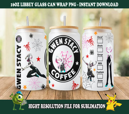 16oz Can Glass Coffee, Tumbler PNG Design