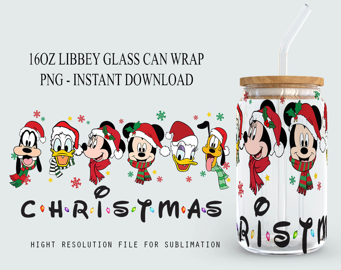 Cartoon Weihnachten 16oz Libbey Dose Cartoon PNG, 16oz Glasdosenverpackung, 16oz Libbey Dosenglas, Weihnachtsbecherverpackung, Vollglasdosenverpackung 2