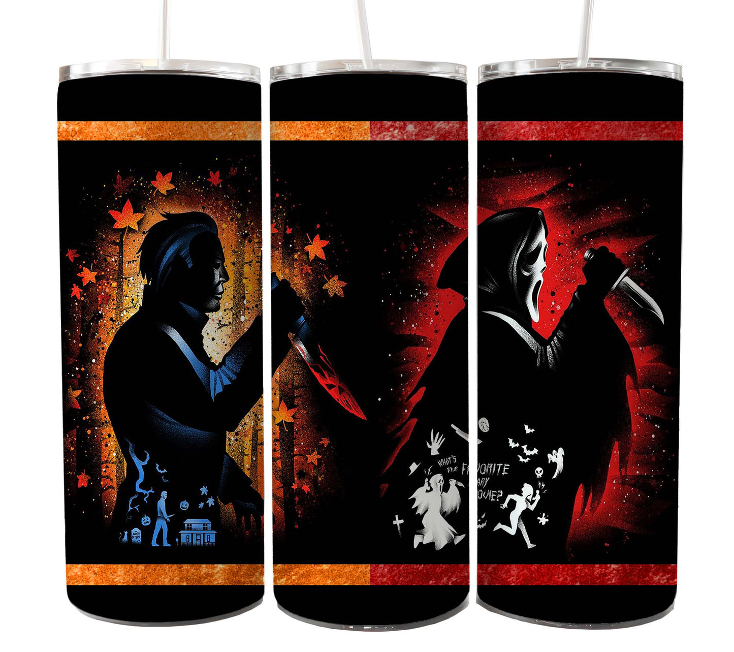 Bundle Horror Charaktere 20oz Skinny Tumbler Sublimation Designs Zeitung Horror Bundle Png Tumbler Straight Digital Download 2