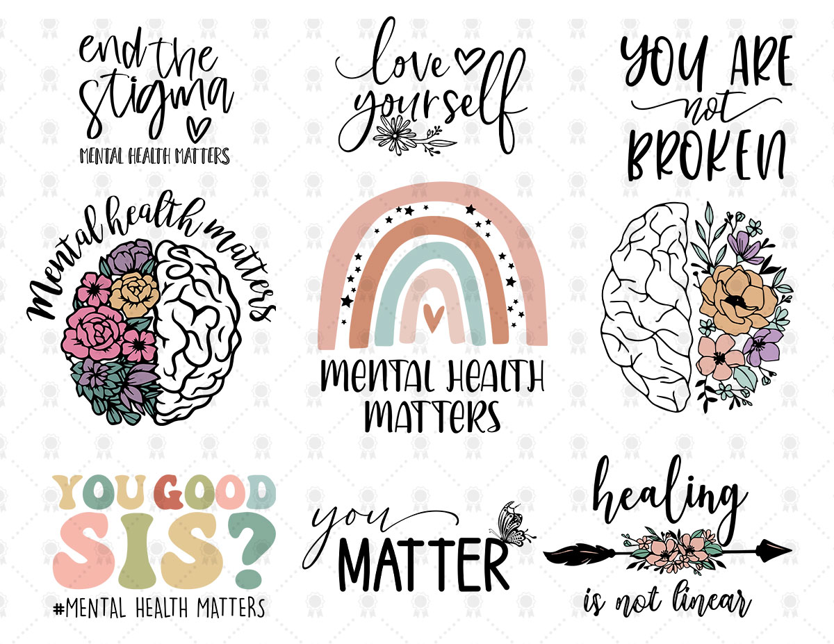 Mental Health SVG Bundle, Positive SVG