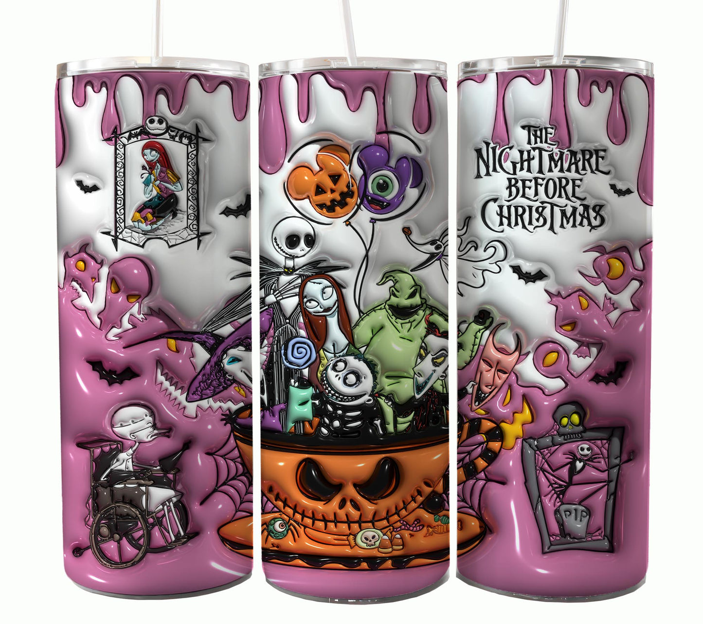 Nightmare Before Christmas Cartoon Charakter Tumbler Wrap Valentinstag 20Oz Tumbler Wrap Png Jack und Sally Tumbler Sublimation Design