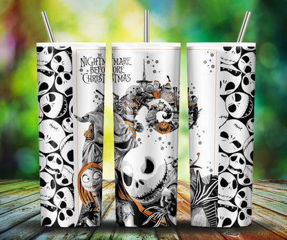 Nightmare Before Christmas Cartoon Charakter Tumbler Wrap Valentinstag 20Oz Tumbler Wrap Png Jack und Sally Tumbler Sublimation Design