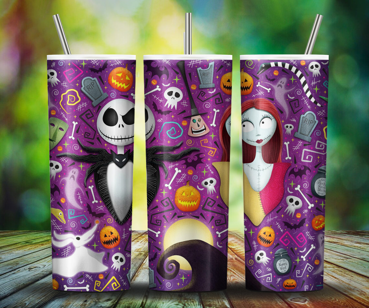 Nightmare Before Christmas Cartoon Charakter Tumbler Wrap Valentinstag 20Oz Tumbler Wrap Png Jack und Sally Tumbler Sublimation Design