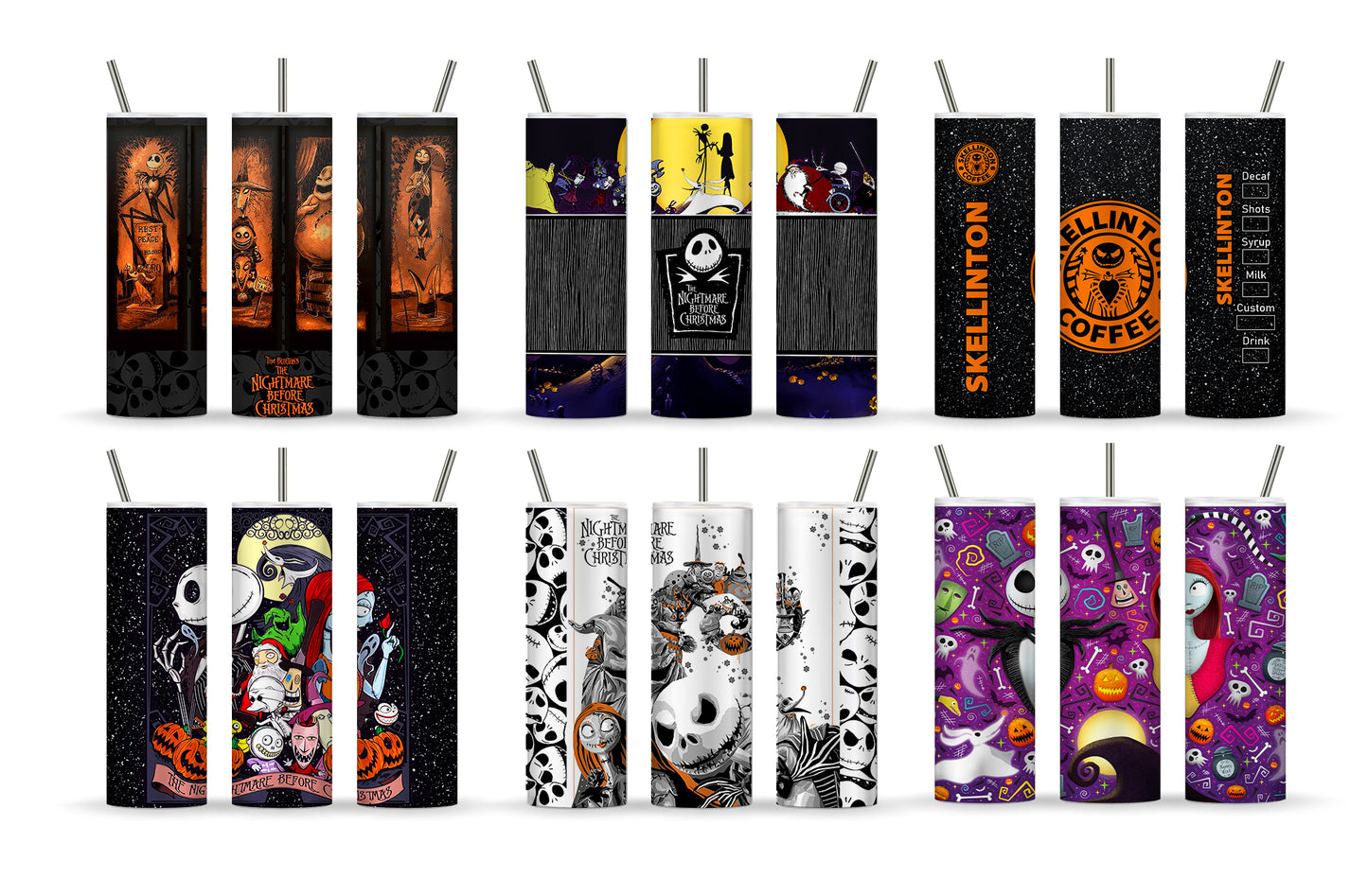 Nightmare Before Christmas Cartoon Charakter Tumbler Wrap Valentinstag 20Oz Tumbler Wrap Png Jack und Sally Tumbler Sublimation Design