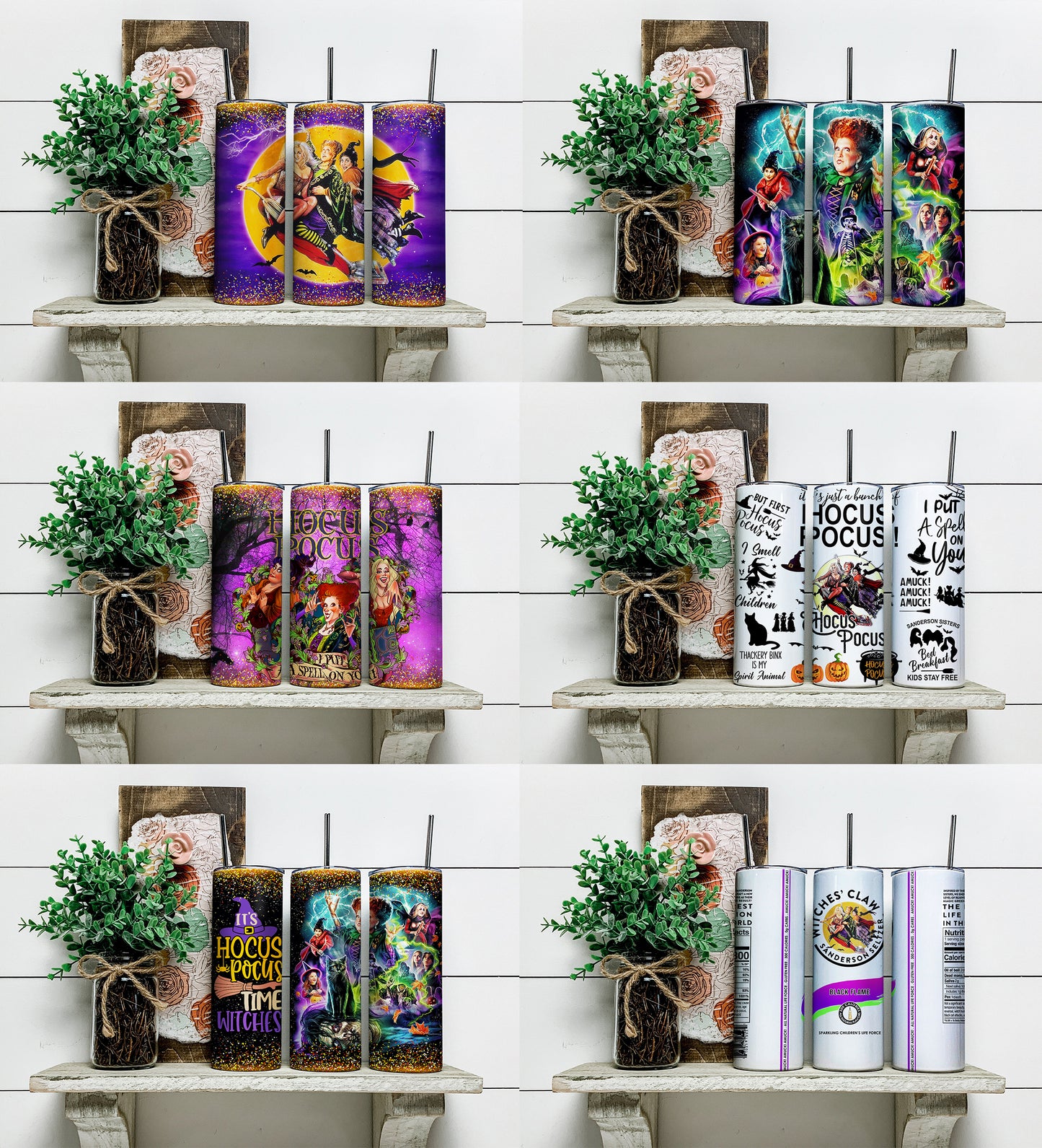 Bundle Hocus Pocus Tumbler, Halloween Tumbler 20oz Skinny Sublimation, HorrorFilm Tumbler Digitales Design, PNG Sofort Download