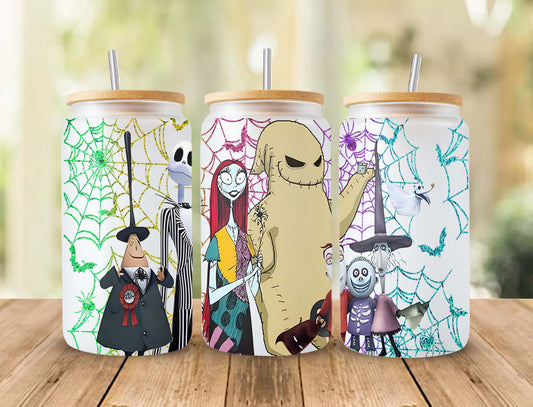 Gruseliger Film Nightmare Tumbler Wrap, 16oz Dosenglas, Jack und Sally Full Tumbler Wrap, Sublimationsdesign, Boo Bash, Jack Skellington Dosenglas 2 