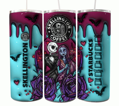 Nightmare Before Christmas Cartoon Charakter Tumbler Wrap Valentinstag 20Oz Tumbler Wrap Png Jack und Sally Tumbler Sublimation Design