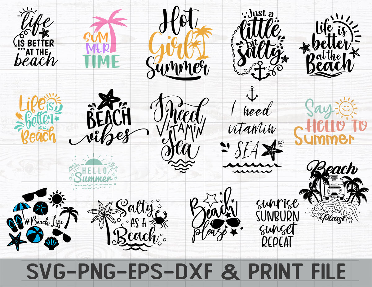 Sommerpaket SVG, Strand SVG, Sommer svg, Lustige Strand Zitate SVG, Sommer Cut Dateien, Sommer Zitate SVG, SVG Dateien für Cricut, Silhouette