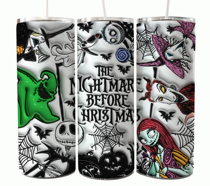 Nightmare Before Christmas Cartoon Charakter Tumbler Wrap Valentinstag 20Oz Tumbler Wrap Png Jack und Sally Tumbler Sublimation Design