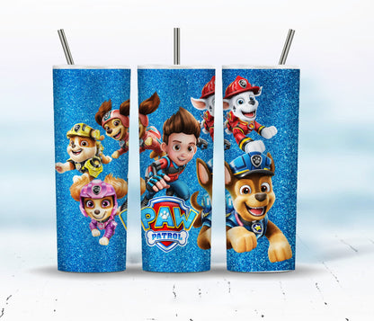 Cartoon Paw Patrol Tumbler 20oz Png, Entzückende Paw-ty Puppies Tumbler Wrap Designs, 20oz Tumbler PNG Download