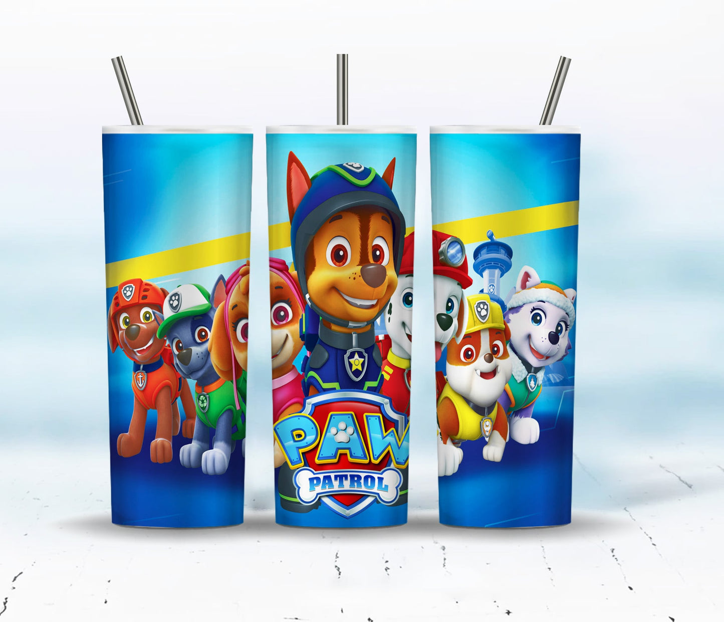 Cartoon Paw Patrol Tumbler 20oz Png, Entzückende Paw-ty Puppies Tumbler Wrap Designs, 20oz Tumbler PNG Download