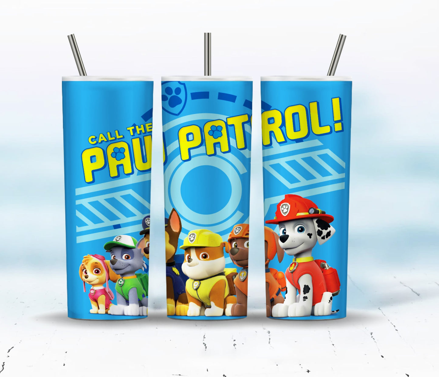 Cartoon Paw Patrol Tumbler 20oz Png, Entzückende Paw-ty Puppies Tumbler Wrap Designs, 20oz Tumbler PNG Download