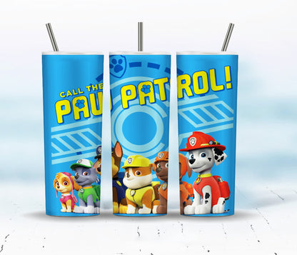 卡通 Paw Patrol 不倒翁 20 盎司 Png，可爱的 Paw-ty 小狗不倒翁包装设计，20 盎司不倒翁 PNG 下载