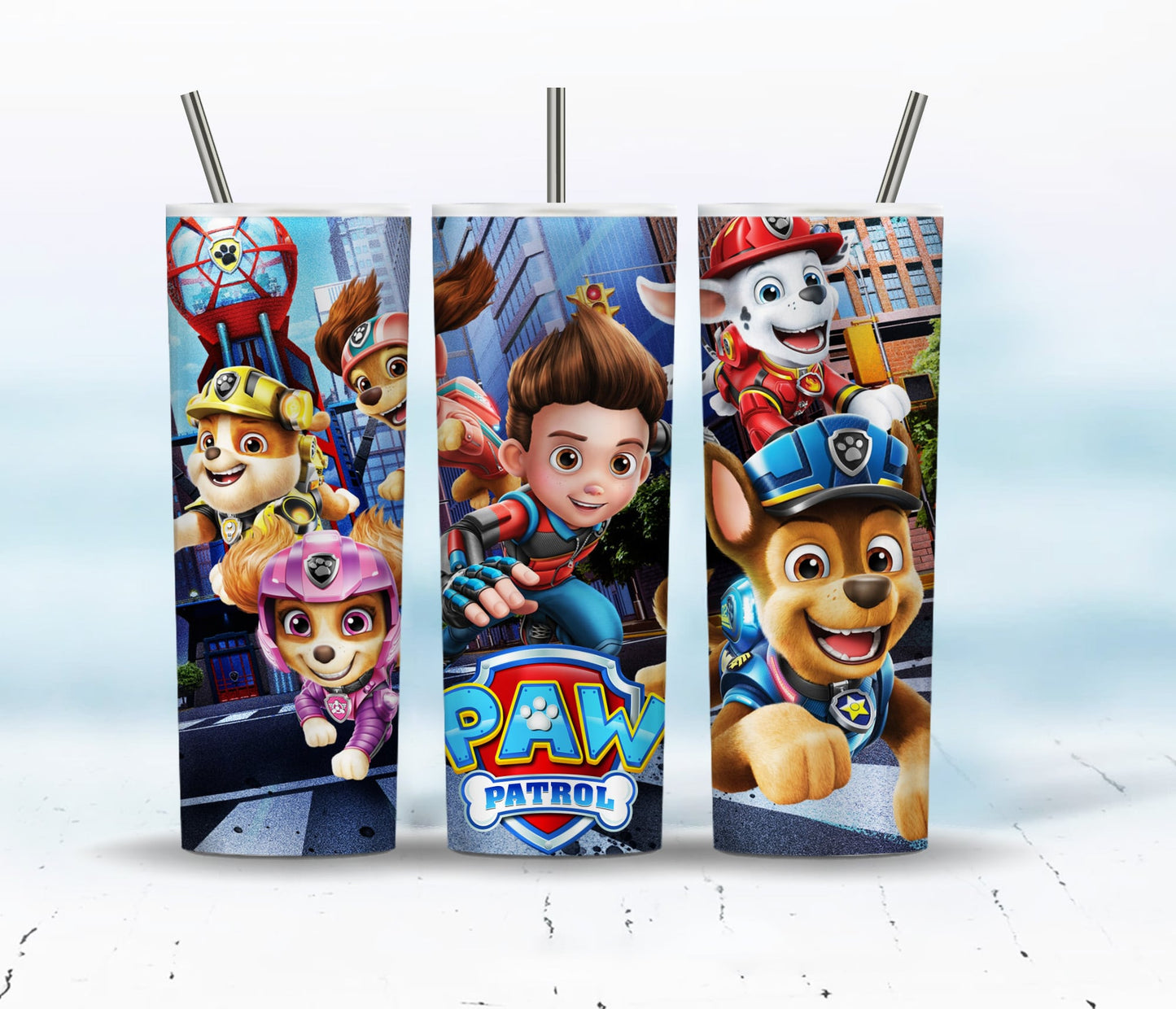 Cartoon Paw Patrol Tumbler 20oz Png, Entzückende Paw-ty Puppies Tumbler Wrap Designs, 20oz Tumbler PNG Download