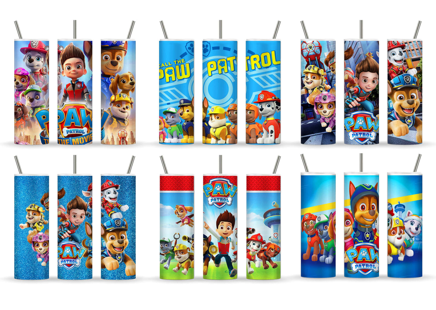 Cartoon Paw Patrol Tumbler 20oz Png, Entzückende Paw-ty Puppies Tumbler Wrap Designs, 20oz Tumbler PNG Download