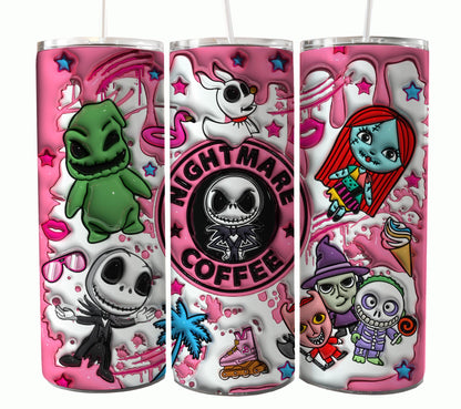 Nightmare Before Christmas Cartoon Charakter Tumbler Wrap Valentinstag 20Oz Tumbler Wrap Png Jack und Sally Tumbler Sublimation Design