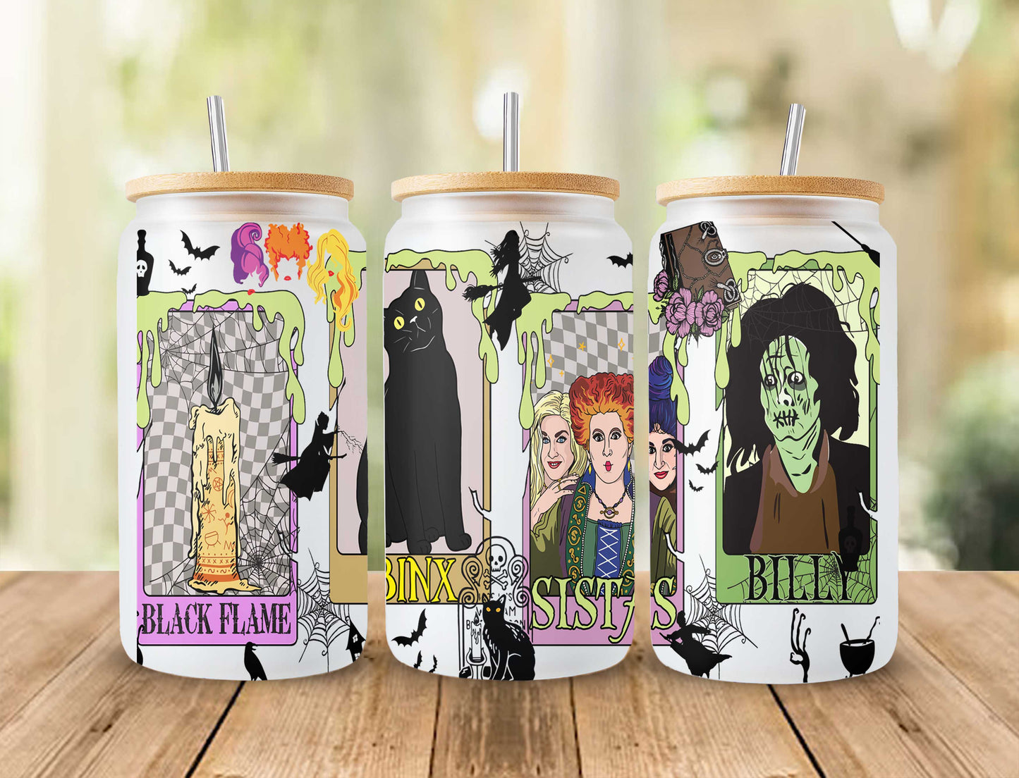 Hocus Pocus Dose Glas, Halloween 16oz Glasdose png Design für Sublimation, Lustige Nährwertangaben Halloween Sublimation digitaler Download