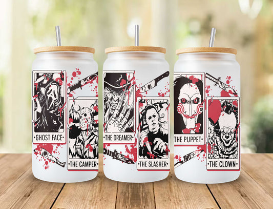 Horror Glass Wrap png, Horror  PNG, Halloween 16oz Libbey Full Wrap PNG 2