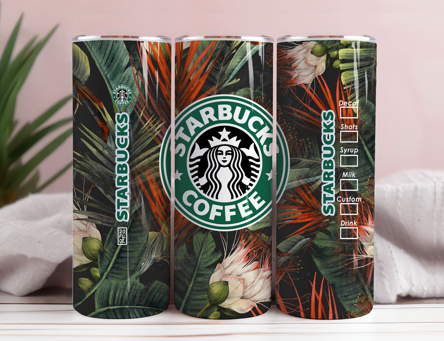 Starbucks 20 oz Tumbler Wrap STRAIGHT TAPERED PNG, Starbucks Hibiscus Tumbler Sublimation Digitaler Download Tumbler Bundle, Sofortiger Download