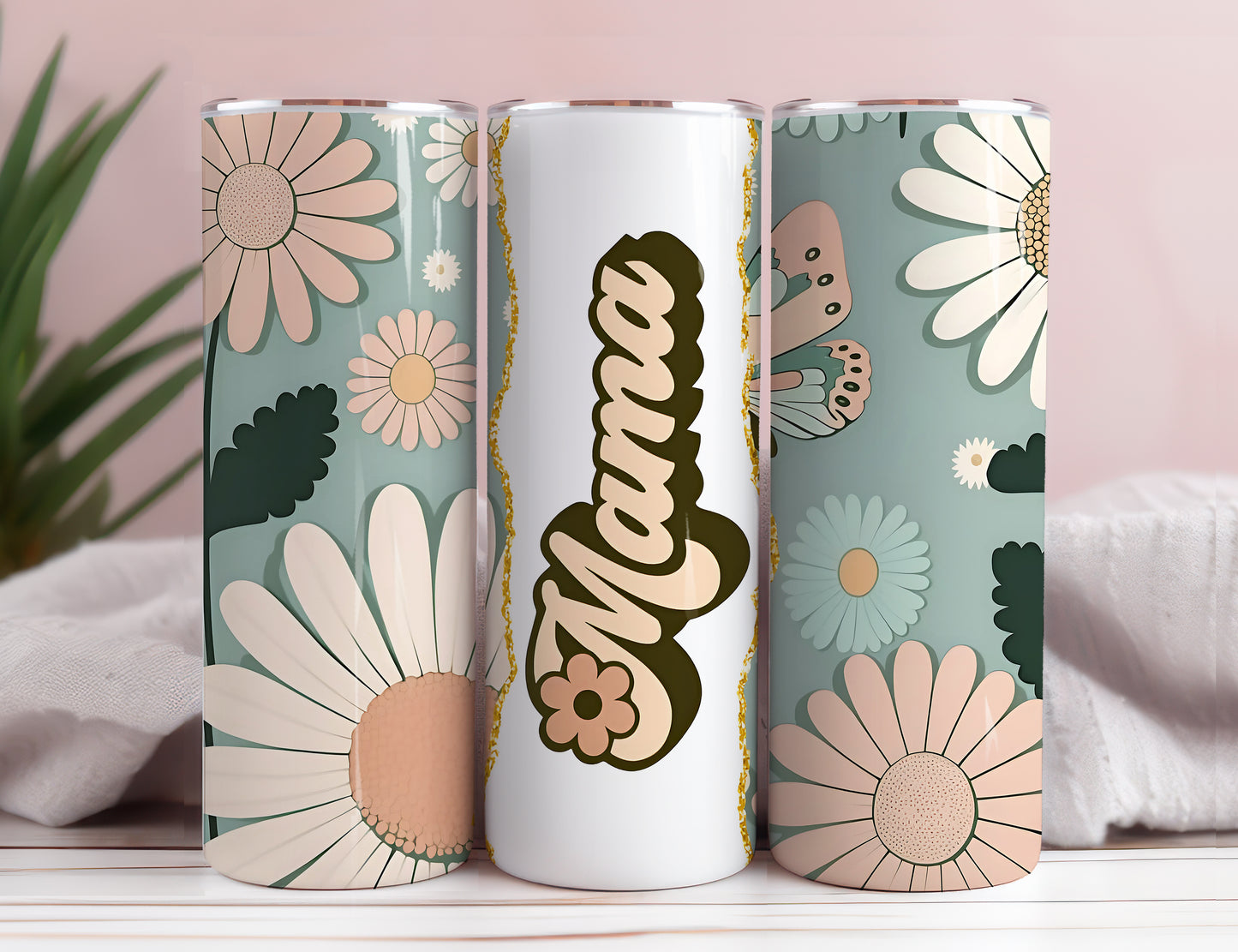 Retro Mama 20oz Sublimation Tumbler Design, Mom Aesthetic Floral - VartDigitals