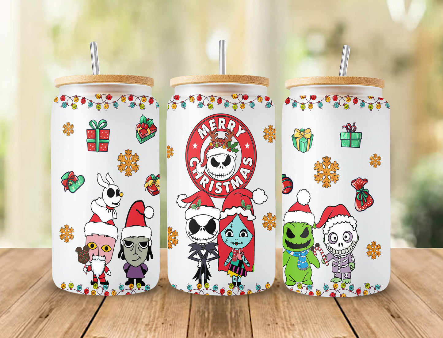 Cartoon Weihnachtsbecher Wrap, 16oz Dosenglas Wrap, Frohe Weihnachten Dosenglas, My Day Libbey Dosenglas, Weihnachtsstimmung, Weihnachtsstich Wrap 2