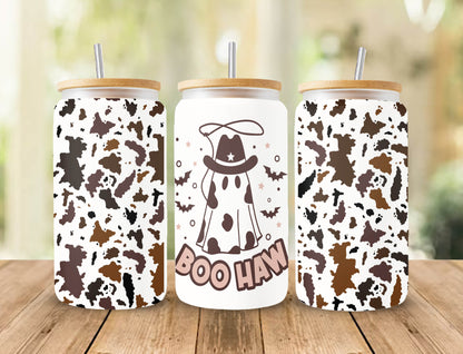 Boo Haw Cowboy Geist, Retro Country Geist Wilder Westen, Wir sind hier für die Boos 16 oz Libbey Glas, Libbey Gläser Wrap Png Dateien