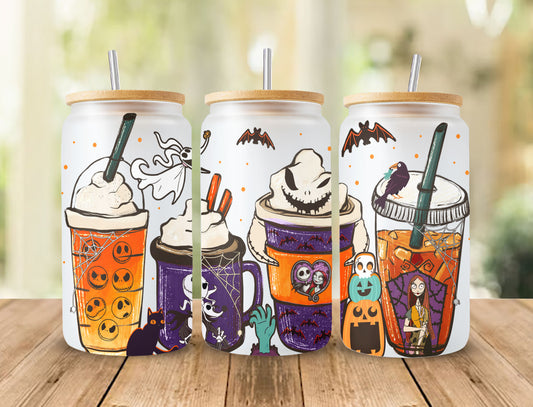 Nightmare 16oz libbey can Cartoon Cup PNG, 16oz Glass Can Wrap 2