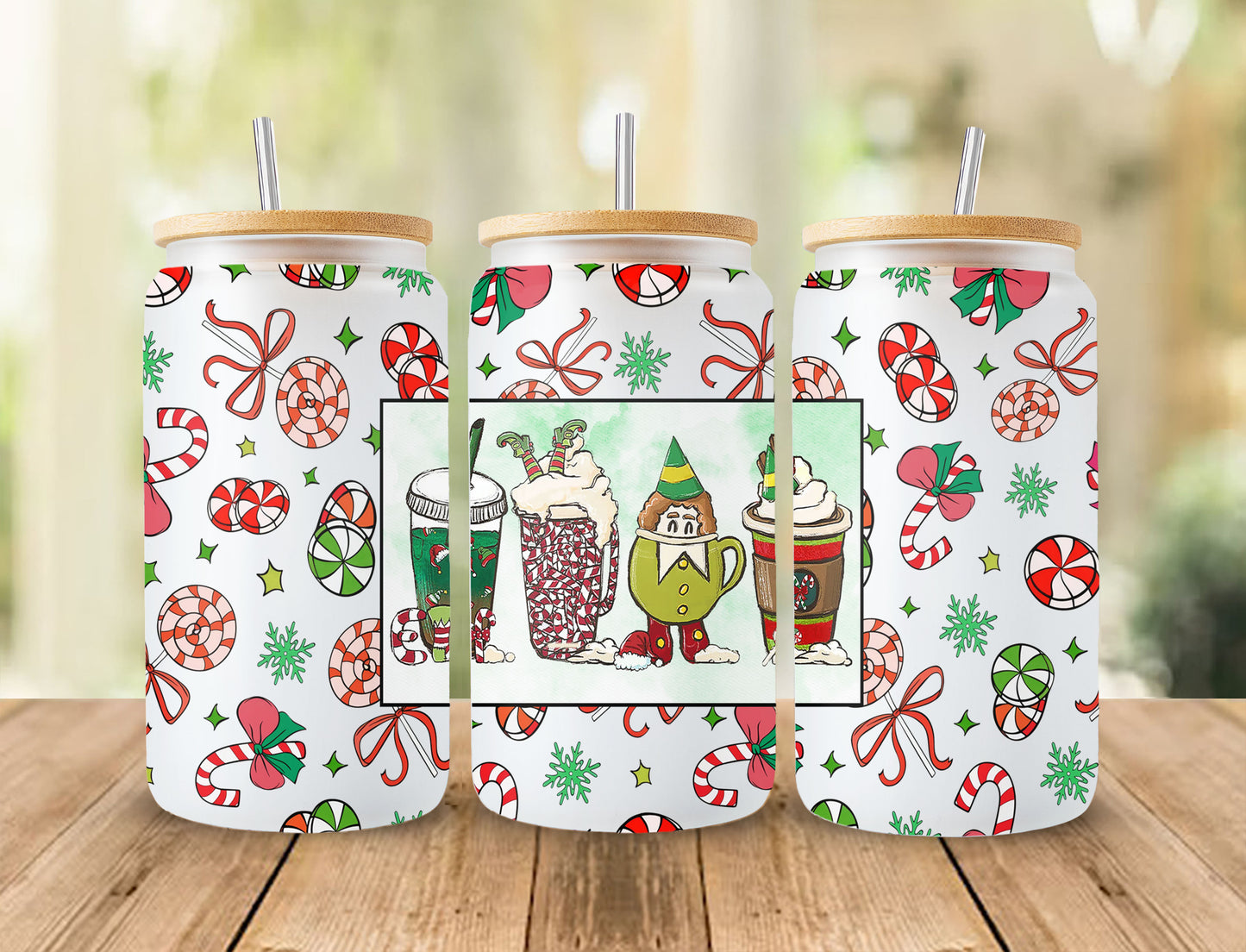 Weihnachtskaffee - 16 oz Libbey Glasdose Tumbler Sublimation Design - Design Digital Download PNG