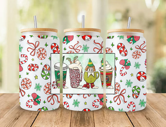 Christmas Coffee - 16 oz Libbey Glass Can Tumbler Sublimation Design