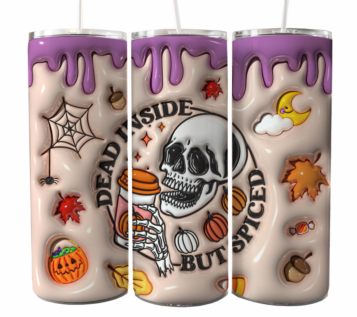 3D inflated Season Fall Tumbler Wrap, 20oz Skinny Sublimation Tumbler Design