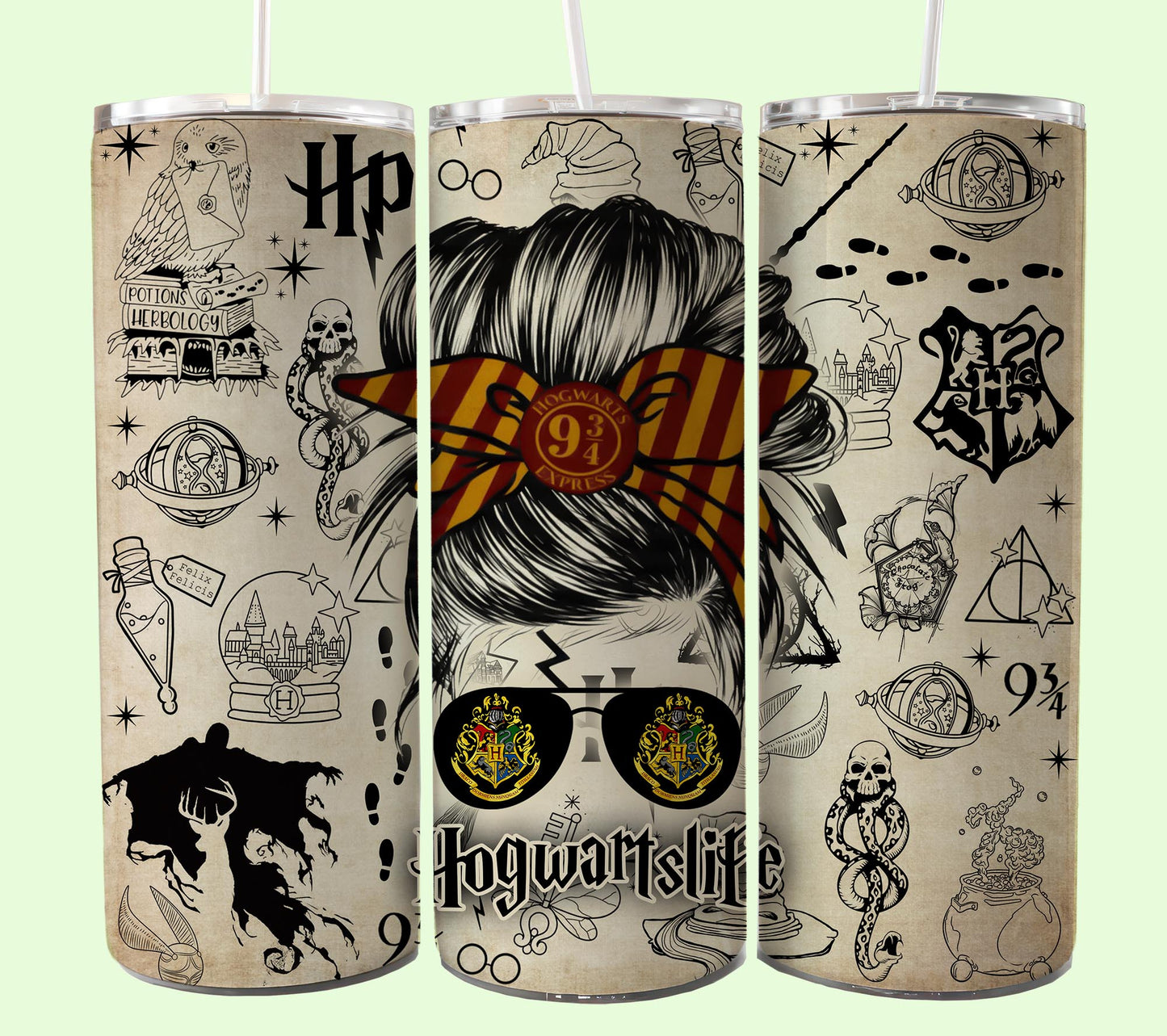 Magischer 20oz Tumbler Wrap PNG, HP Skinny Tumbler Sublimation, Zauberer Tumbler Png, Potterhead Tumbler Png, Hogwarts Wrap, Harry Magic Png