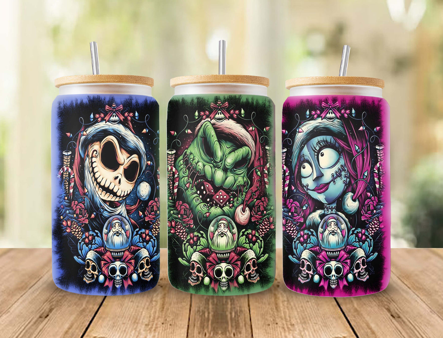 Gruseliger Film Nightmare Tumbler Wrap, 16oz Dosenglas, Jack und Sally Full Tumbler Wrap, Sublimationsdesign, Boo Bash, Jack Skellington Dosenglas 2 