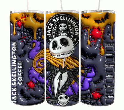 Nightmare Before Christmas Cartoon Charakter Tumbler Wrap Valentinstag 20Oz Tumbler Wrap Png Jack und Sally Tumbler Sublimation Design