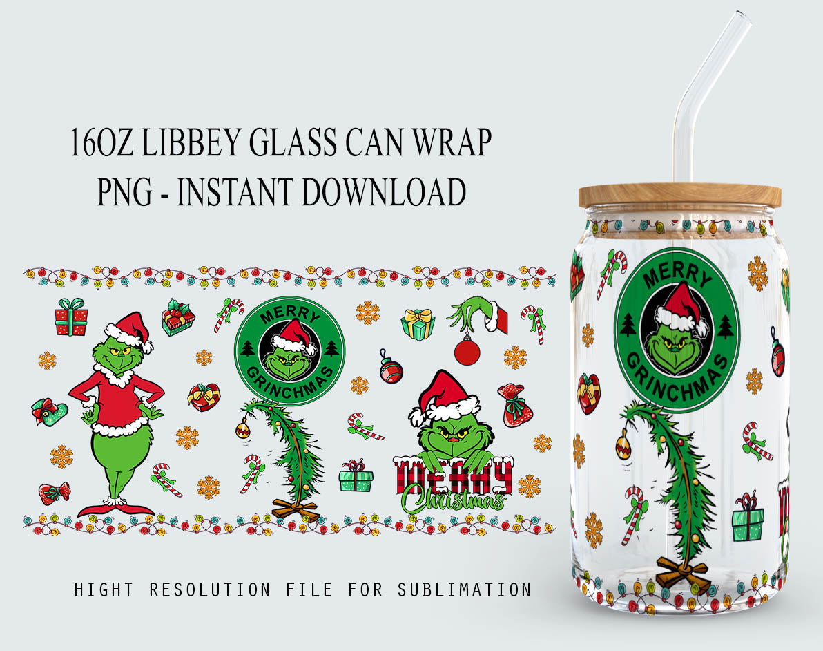 Christmas Tumbler Wrap, 16oz Can Glass Wrap 3