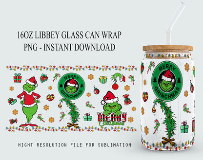 Cartoon Weihnachtsbecher Wrap, 16oz Dosenglas Wrap, Frohe Weihnachten Dosenglas, My Day Libbey Dosenglas, Weihnachtsstimmung, Weihnachtsstich Wrap 3