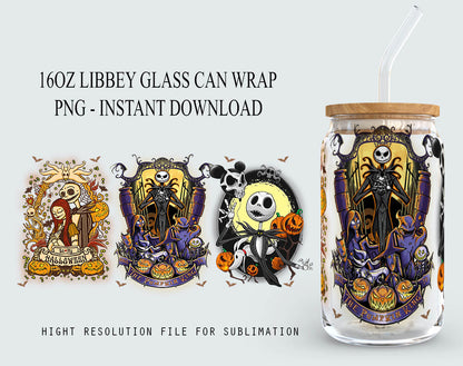 Halloween Bundle 16oz Libbey Dose Cartoon PNG, 16oz Glasdosenverpackung, 16oz Libbey Dosenglas, Catoon Kinder Tumbler Wrap, Vollglasdosenverpackung 3