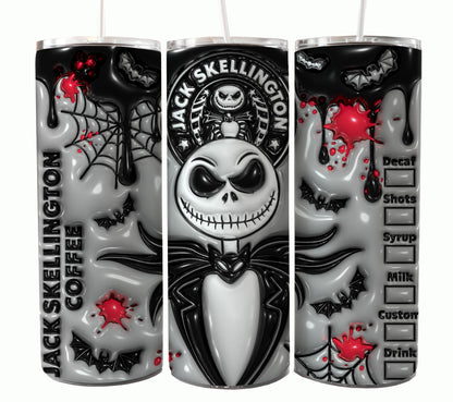 Nightmare Before Christmas Cartoon Charakter Tumbler Wrap Valentinstag 20Oz Tumbler Wrap Png Jack und Sally Tumbler Sublimation Design