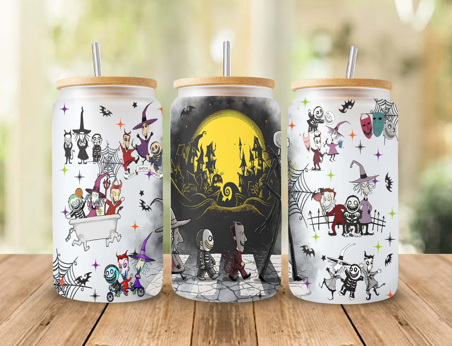 Gruseliger Film Nightmare Tumbler Wrap, 16oz Dosenglas, Jack und Sally Full Tumbler Wrap, Sublimationsdesign, Boo Bash, Jack Skellington Dosenglas 2 