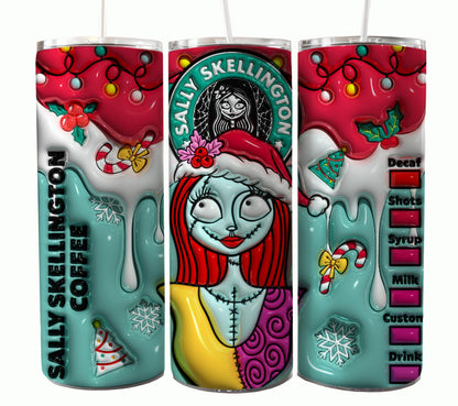 Nightmare Before Christmas Cartoon Charakter Tumbler Wrap Valentinstag 20Oz Tumbler Wrap Png Jack und Sally Tumbler Sublimation Design