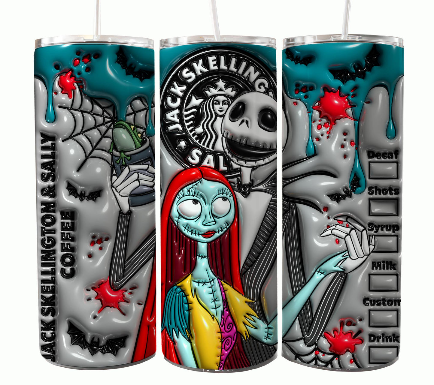 Nightmare Before Christmas Cartoon Charakter Tumbler Wrap Valentinstag 20Oz Tumbler Wrap Png Jack und Sally Tumbler Sublimation Design