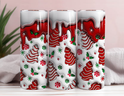 3D Christmas Tree Cakes Inflated Tumbler Wrap 2