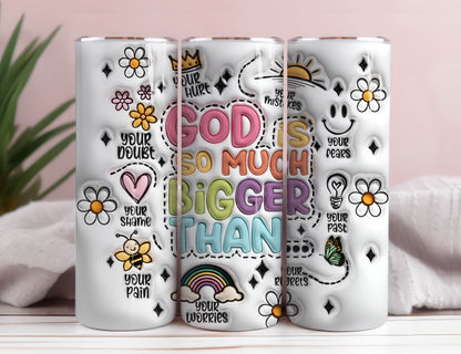 3D God is Bigger Inflated Tumbler Wrap, 3D Puffy Daisy