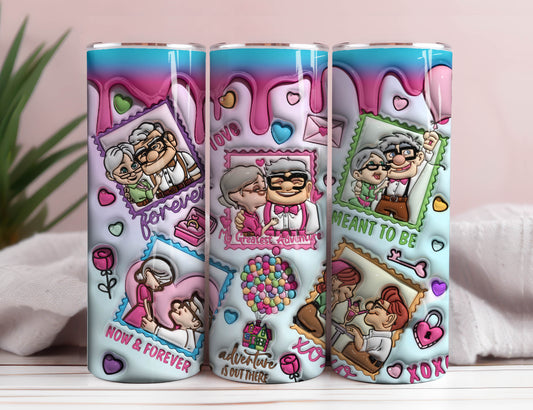 3D aufgeblasener Carl und Ellie Valentine Tumbler Wrap, 3D Valentine aufgeblasener Tumbler Wrap, 20oz Up Valentine Tumbler, Happy Valentine PNG Wrap