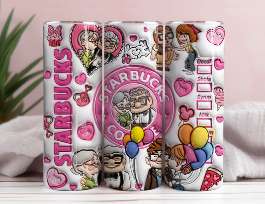 3D Inflated Valentine Coffee Tumbler Wrap, 3D Up Movie Valentine Tumbler Png