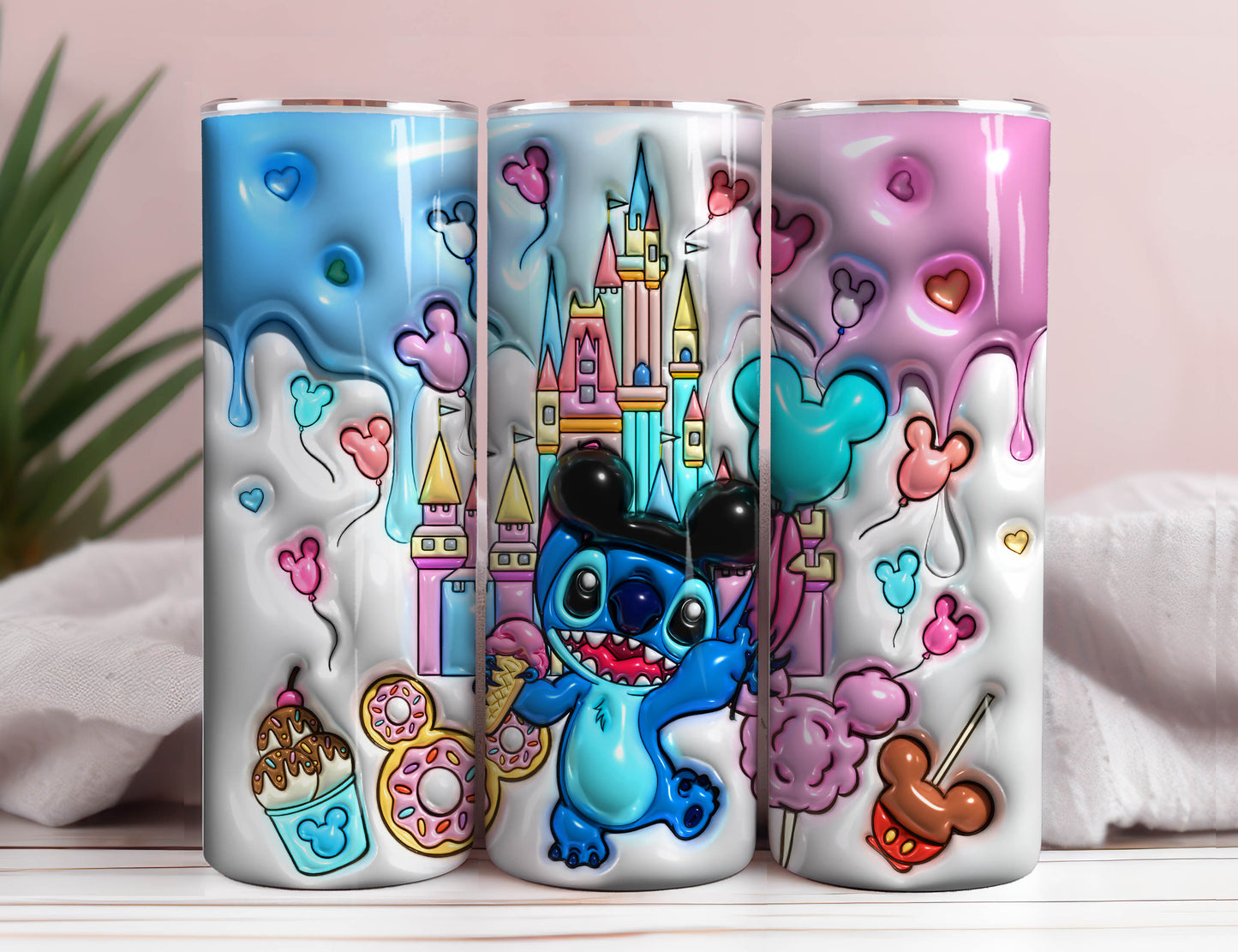 3D aufgeblasener Cartoon-Becher, Magic Castle Tumbler Wrap, 3D aufgeblasener Becher, Snack-Becher, Cartoon-Film-Becher, Full Tumbler Wrap, Png