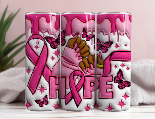 3D Inflated 20oz Skinny Tumbler Wrap, 3D Puff Cancer Tumbler Digital Download