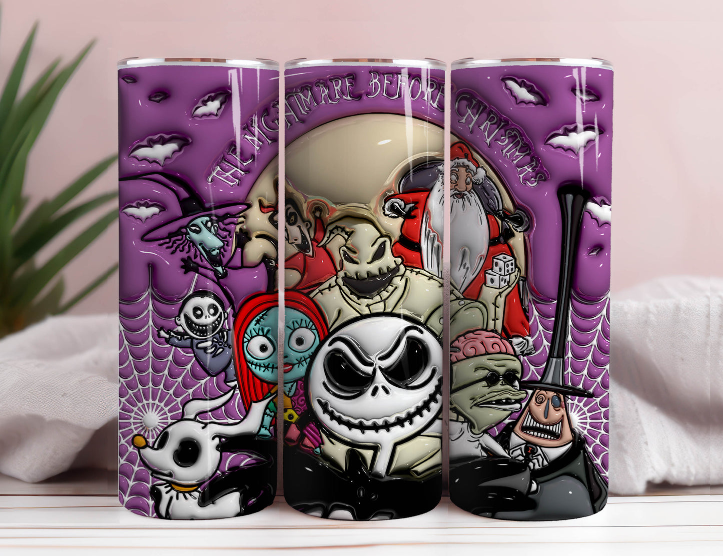 3D aufgeblasener Halloween Tumbler Wrap, Cartoon Halloween Tumbler Png, The Nightmare Before Christmas 20oz Skinny Tumbler Wrap, Jack Halloween