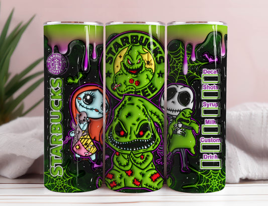 3D aufgeblasener Horror-Charakter Tumbler Wrap, 20oz Skinny Tumbler, Nightmare 3D aufgeblasen, Spooky Vibes Png, Halloween Png, Sublimationsdesign